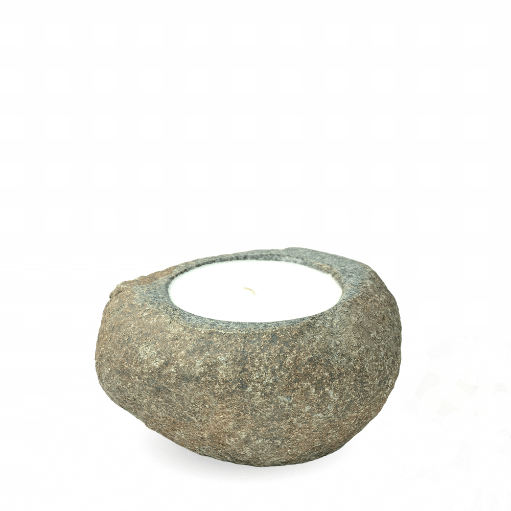 Stone candle LUMO in stone gray size L - side view