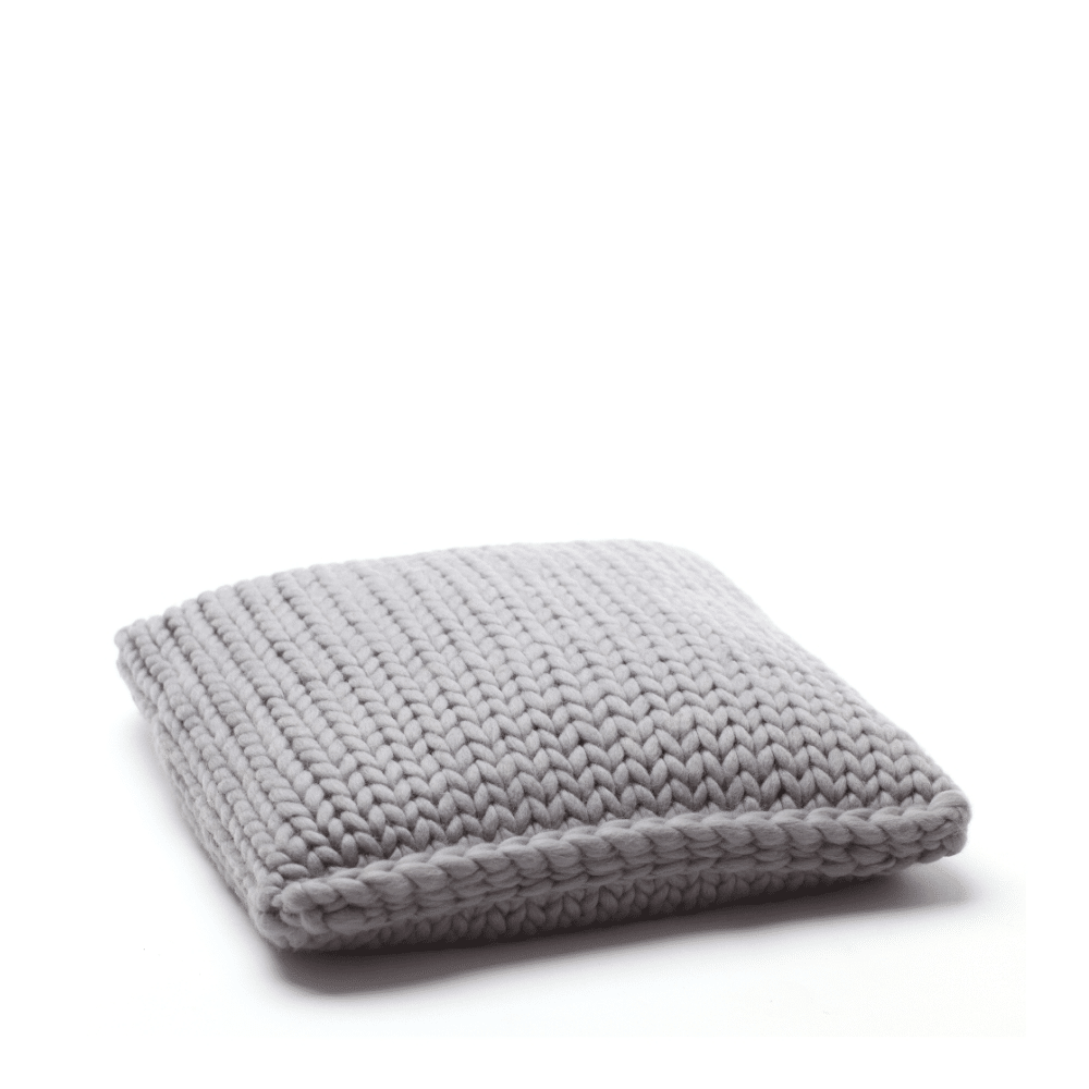 Sofa cushion MESH 50 in merino wool hand knitted in light grey