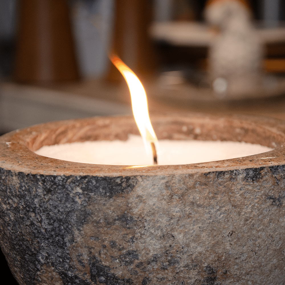 Natural candle LUMO size S in stone beige in stone burning