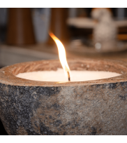 Natural candle LUMO size S in stone beige in stone burning
