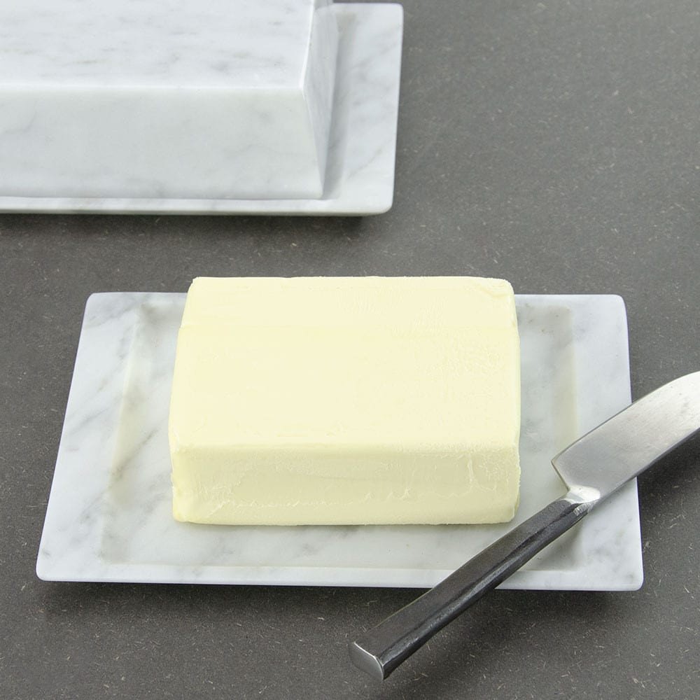 Modern Carrara marble butter dish with butter knife
