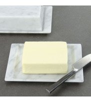 Moderne Butterdose aus Carrara Marmor mit Buttermesser