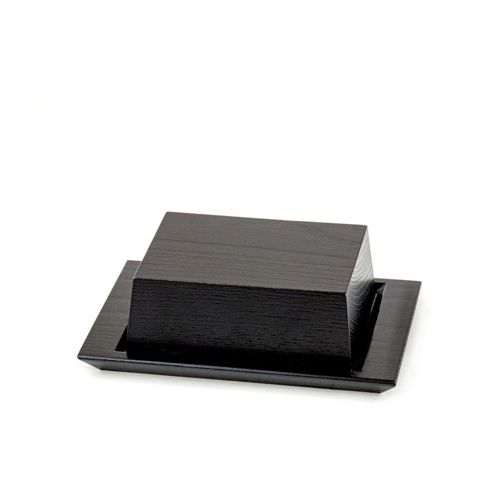 Black wooden butter dish with closed lid