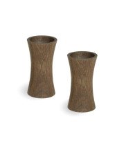 Design Egg holder in dark brown of smoked wood empty in a set with 2
