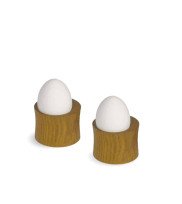 2 Eierbecher aus Holz Natur geölt mit Eiern