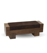 Seat bench Tronc Deluxe with leather upholstery in solid oak smoked