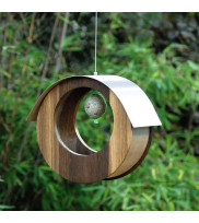 Designer bird feeder round hanging in oak smoked with tit dumplings