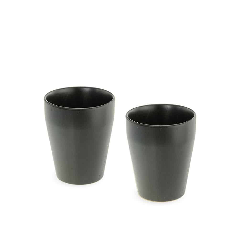 Black color wooden mug Kap-S in set 2