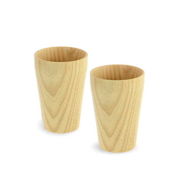 Natural colored wooden mug Cape - M | Set 2