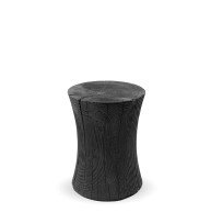 Black round solid douglas fir seat stool yakisugi exposed