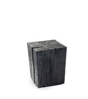 Black side stool Klotzki 30 in solid oak yakisugi black burnt