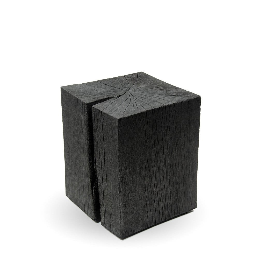 Black side stool Quadro 30 made of solid oak in yakisugi