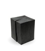 Black side stool Quadro 30 made of solid oak in yakisugi