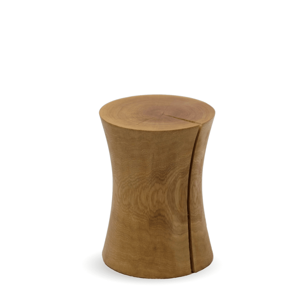 Round wooden stool in solid oak in nature finish