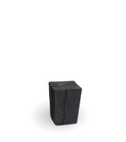 Kleiner Holzhocker als Beistelltisch in schwarz