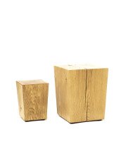 2 wooden stools in oak nature oiled in different sizes