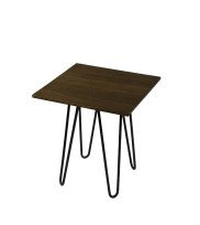 Square side table with hairpin legs in oak smoked finish - side view