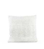 Sofa cushion of cotton yarn hand knitted with rib part in the middle in 50 x 50 cm in color pearl