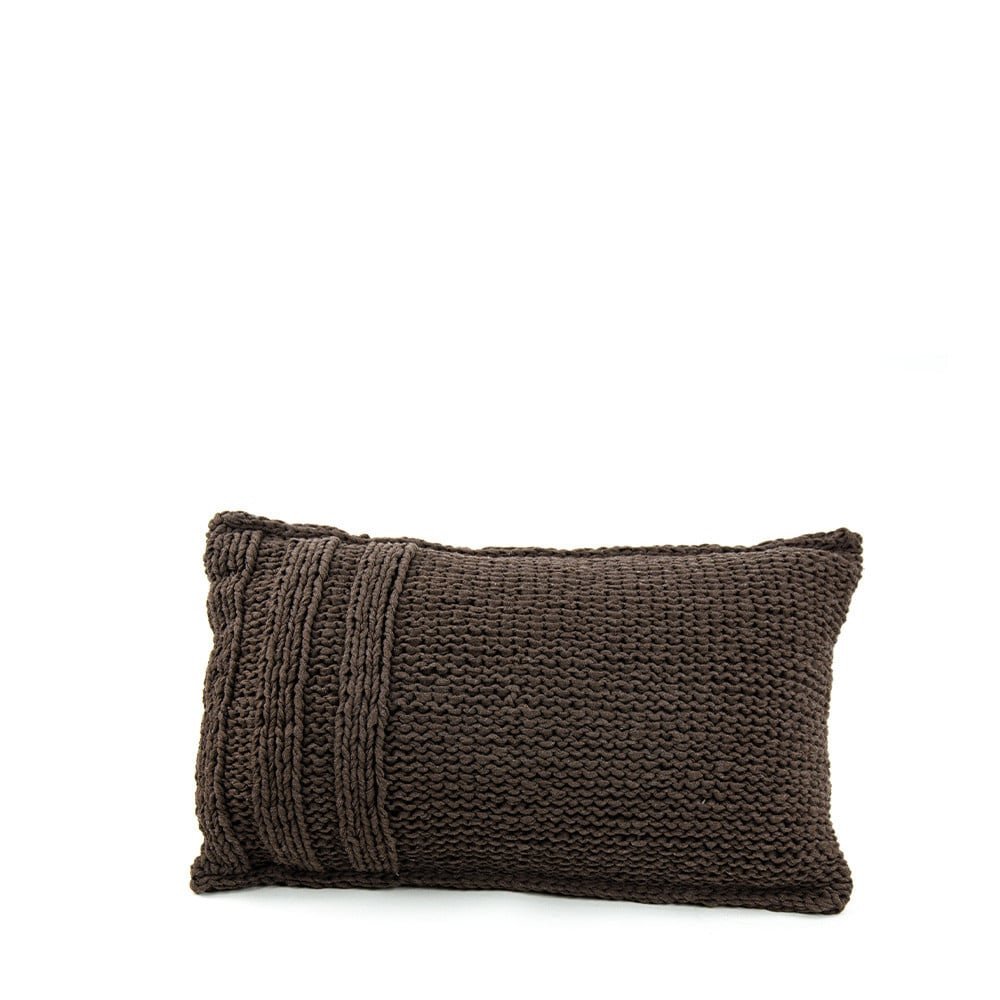 Sofa cushion made of recycled cotton yarn in 30 x 50 cm color tobacco with ribbed part on one side