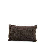 Sofa cushion made of recycled cotton yarn in 30 x 50 cm color tobacco with ribbed part on one side