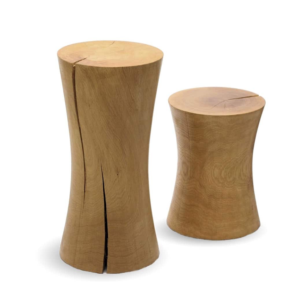Designer Tisch aus massiver Eiche in natur geölt mit passendem Sitzhocker