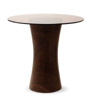Round dining table in solid oak smoked and glass top ⌀ 75 cm with adapter