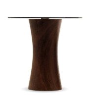 Round dining table in solid oak smoked and glass top ⌀ 75 cm