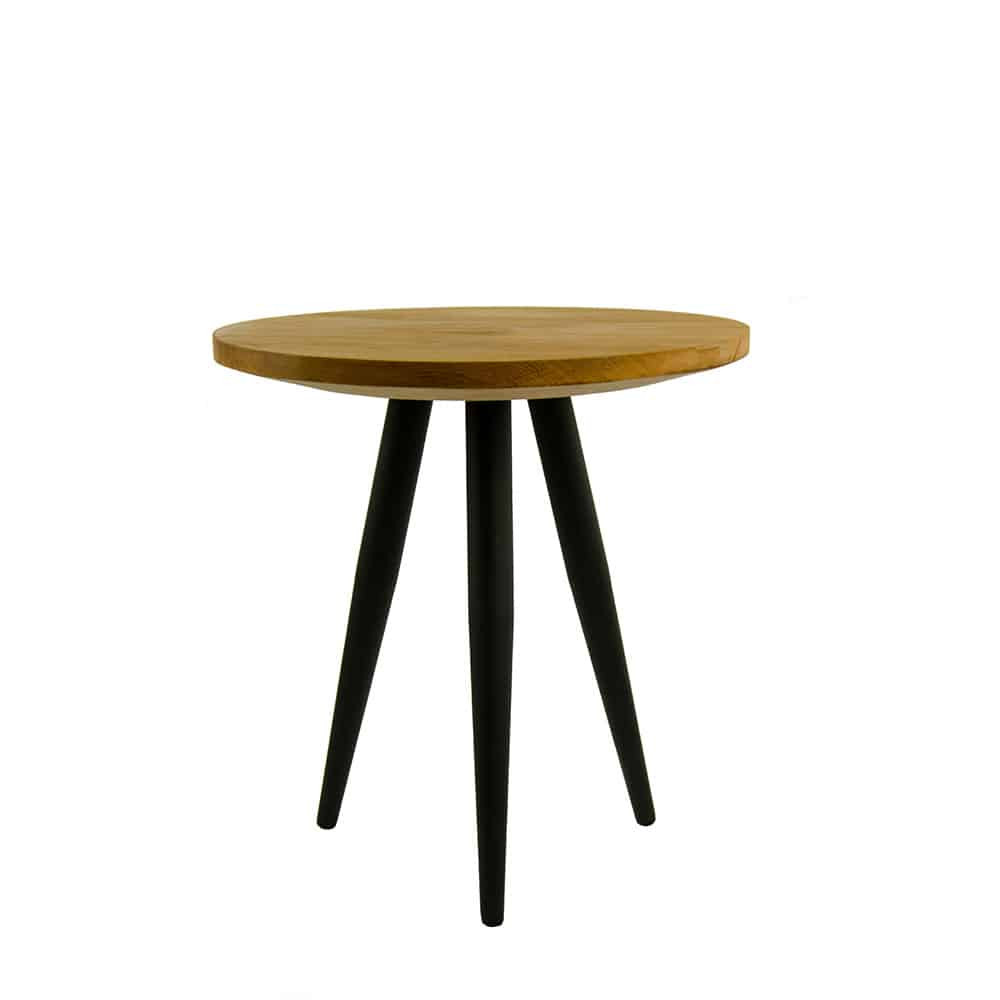 Round Tripod side table with beveled table top made of oak nature oiled