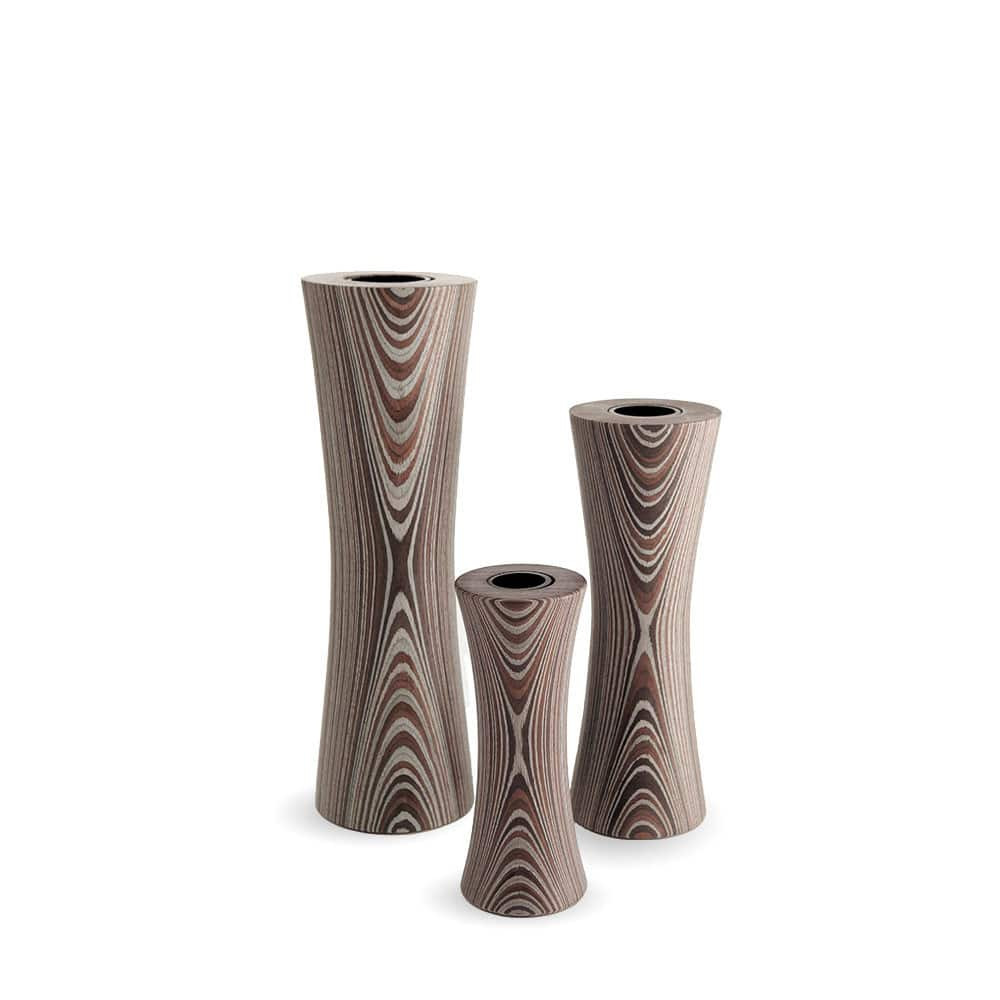 Design Vasen TAILLE-Art aus eingefärbtem Holz im Set mit 3 Größen