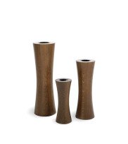 Wooden vases TAILLE  in vase set of 3 sizes in smoked oak with glass insert