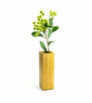 wooden vases angular from oak in natural oiled decorated with one flower