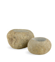 2 Sizes planter POT made of river stone in the colors of stone beige