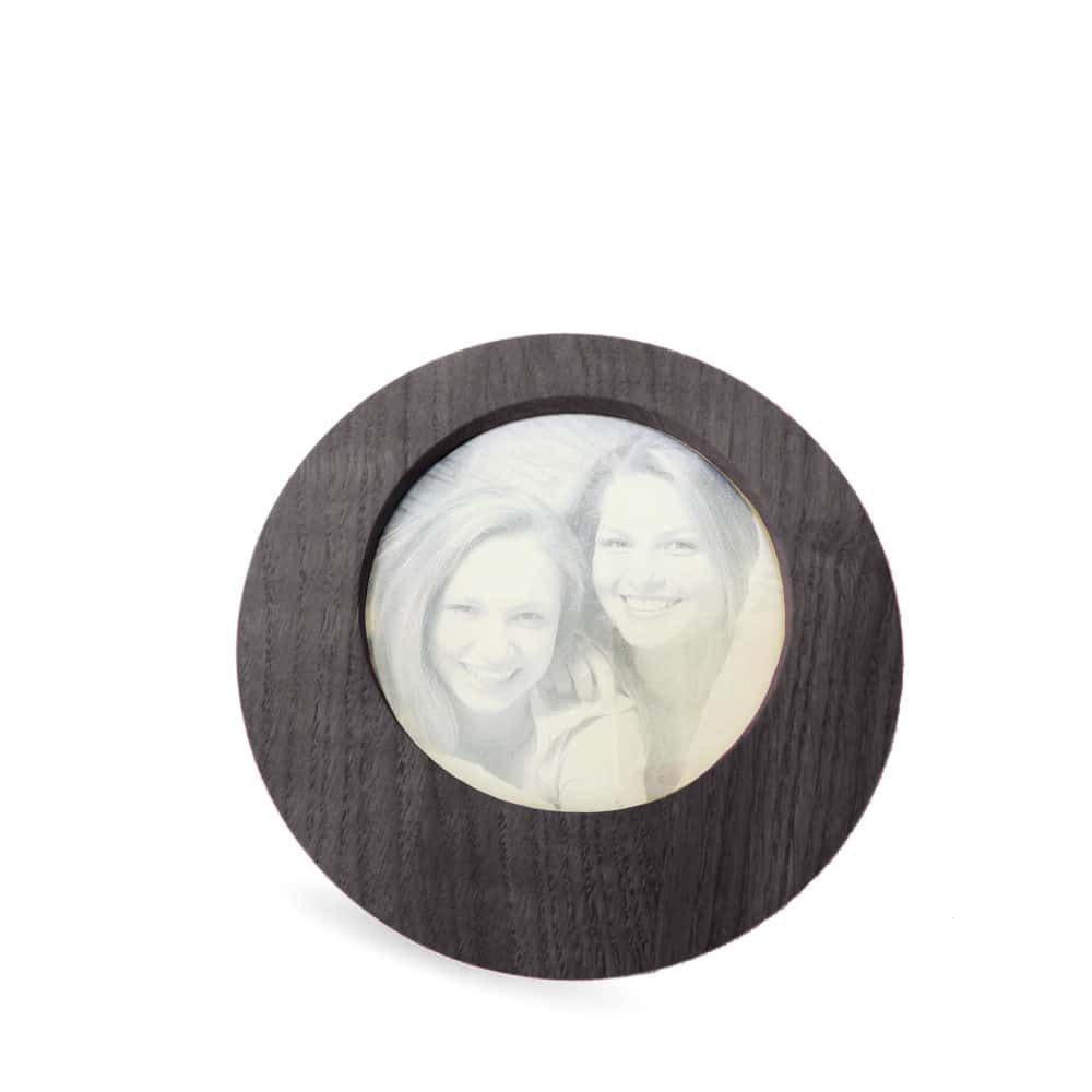 Round interchangeable frame VIEW 15 in smoked oak with picture