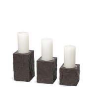 Candle holders Set CARA made of stone with stainless steel insert in 3 sizes decorated with candles