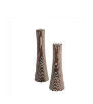 Candle stick holder RAJA made of dyed wood in 2 sizes with stainless steel insert