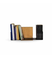 Floating shelf SCALA 1 | CD with metal and oak nature oiled decorated with books