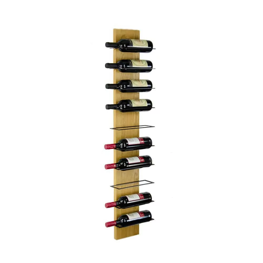 Wooden wine rack SCALA 10 | vino in natural oiled decorated with wine bottles