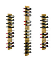 Weinregale Holz SCALA 10 | vino in natur geölt mit Weinflaschen dekoriert in unterschiedlichen Längen nebeneinander