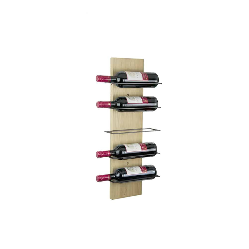 Wall wine shelf Scala 5 | vino of raw oak decorated with wine bottles