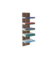 Bookcase SCALA 5 | book in simple design of smoked oak decorated with books