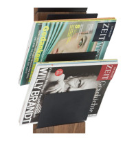 Detail view of magazine rack SCALA 5 | book in smoked oak decorated with magazines