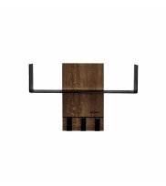 Kitchen shelf or bathroom shelf with 3 hooks and large shelf in oak smoked blank