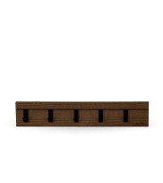 Oak smoked finish shelf rail with 5 metal hooks