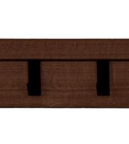 Oak smoked finish shelf rail with 5 metal hooks detail view