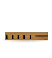 Wall rail SCALA | hook natural oiled oak with 5 metal hooks and shelf as a coat rack