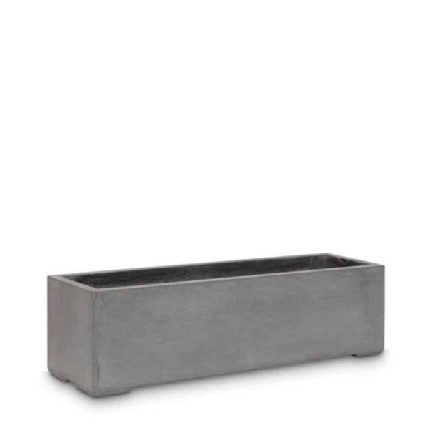 Rectangular concrete planter box in light gray length 80 cm