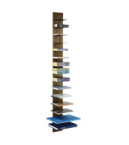 Book tower shelf SCALA 15 in smoked oak with books