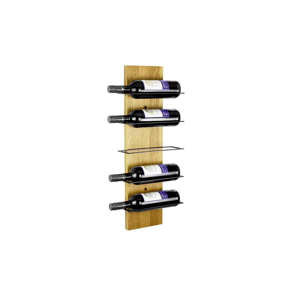 Wine rack metal SCALA 5 | vino for 5 wine bottles in nature oiled oak decorated
