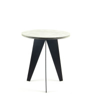 Side stool PACCO with concrete slab and 3 solid steel legs powder-coated
