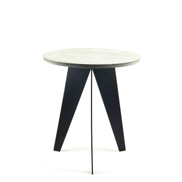 Side stool PACCO with concrete slab and 3 solid steel legs powder-coated